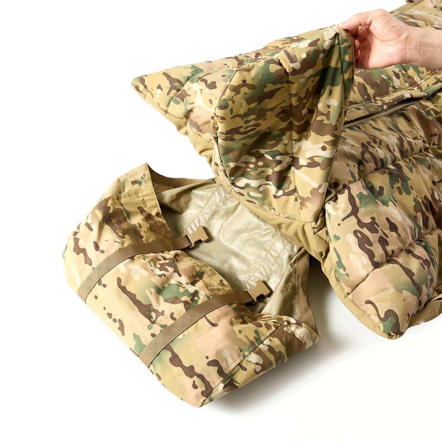 Waterproof Windproof Breathable Nylon 3-Season Stealth Shelter Multicam Woodland Camouflage Outer Shell Mummy Sleeping Bag Bivy