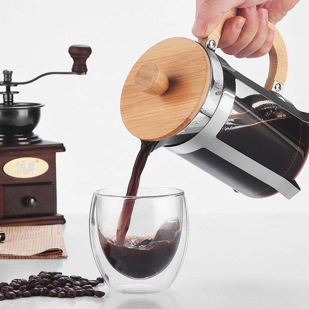 -selling Customized Coffee Moka Pot with Wood Handle and Strainer