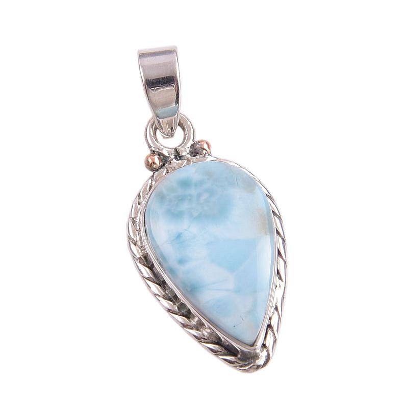 Natural Republic Larimar Gemstone Handmade 925 Solid Silver Pendant 1.50" E8q86