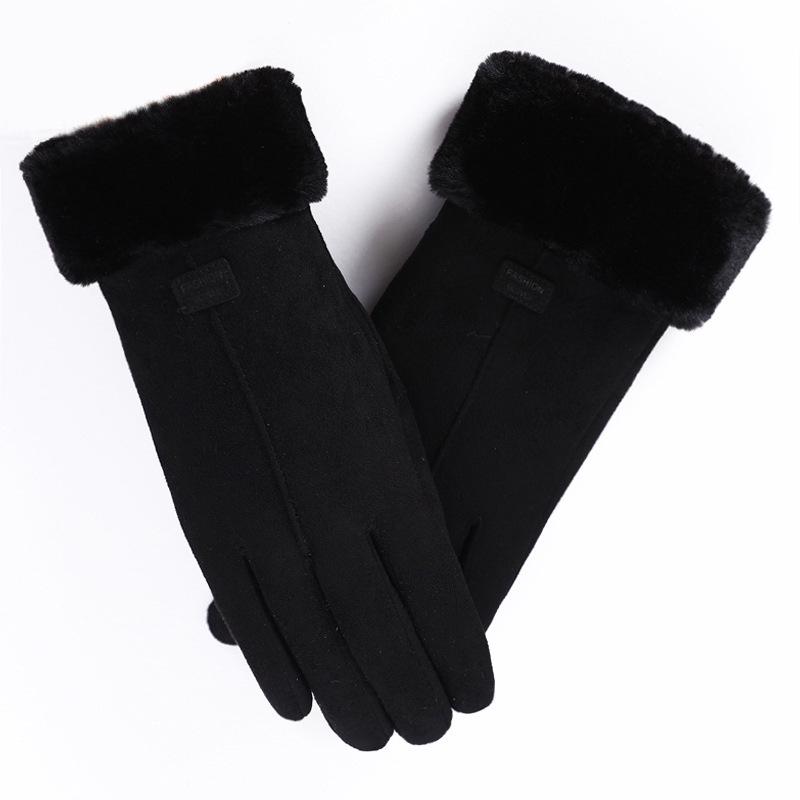Women's Winter Cycling Gloves: Cold-Proof, Thick, Warm, Cute Suede, Fleece-Lined, Windproof, Touchscreen-Compatible