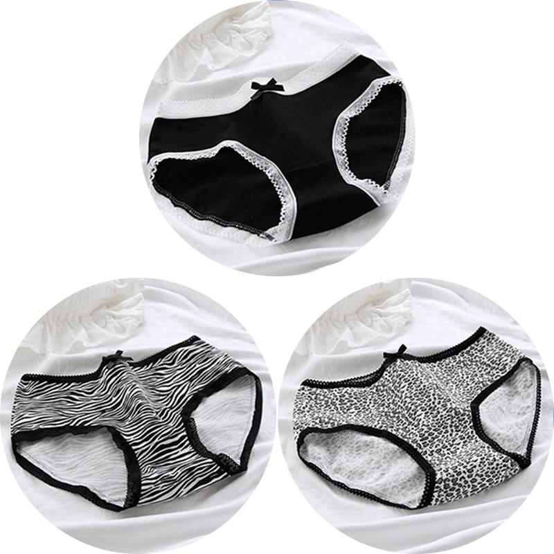3Pcs/set Women Sexy Cotton Panties Underwear Seamless Soft Briefs Skin-Friendly Female Lingerie Mid-waist Black Underpants