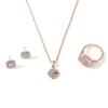 European & American 8 Hearts & Arrows Engagement Ring, Stud Earrings & Necklace Set
