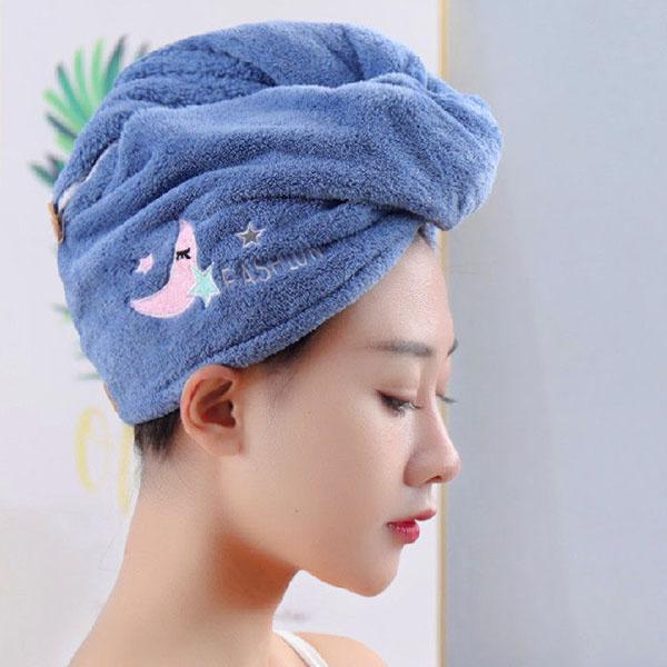 WTEMPO 1PC Women's Winter Dry Hair Cap Absorbent Shower Cap Hair Washing Quick Drying Embroidered Towel Female Thickened Hair Towels