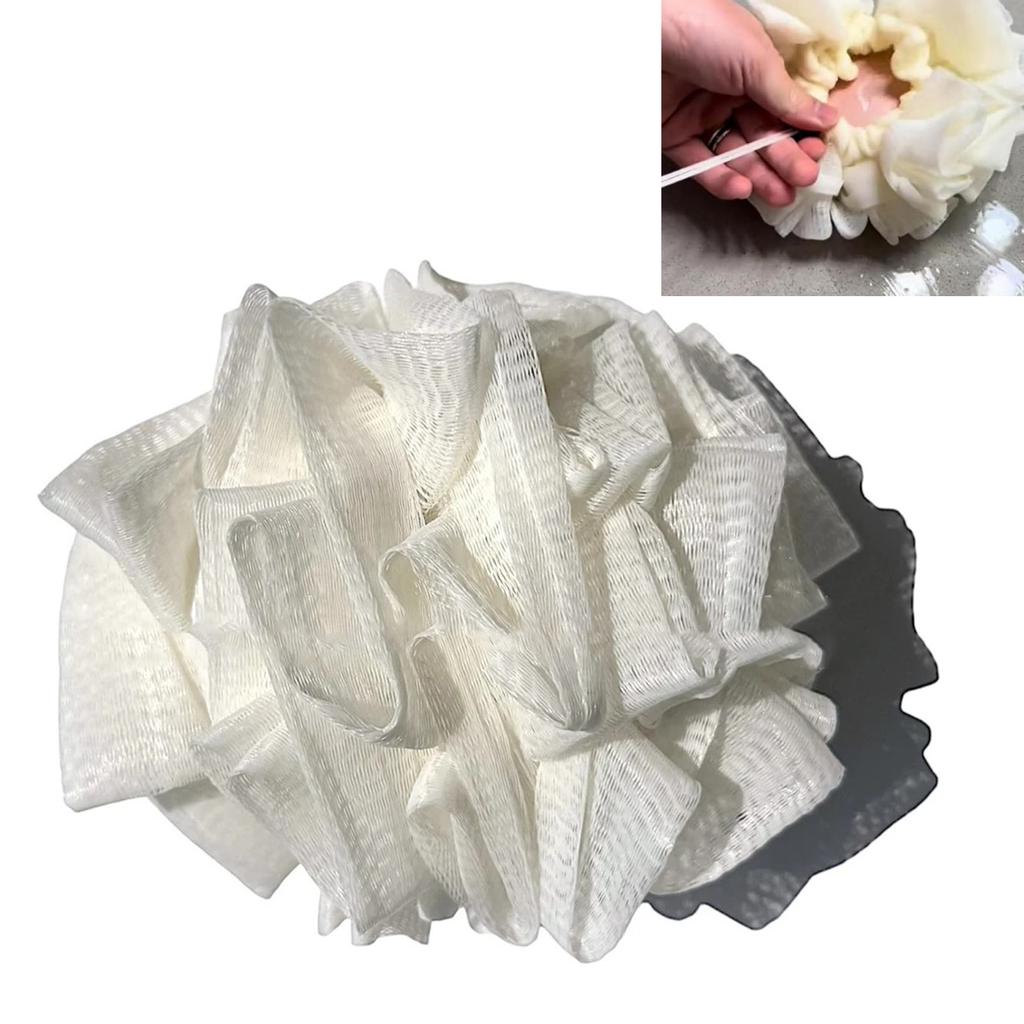 Bath Loofah Sponge 2 In 1 Portable Face Washing Shower Loofahs Mesh Pouf for Home