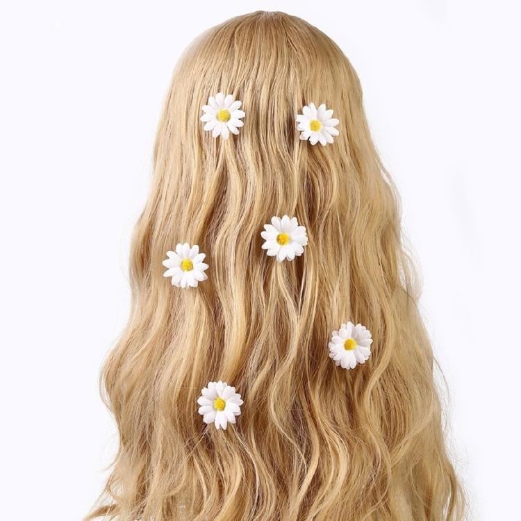 6PCS Sunflower Hairpin for Female Bright Color Daily Flower Hair Clip Barrettes Sidebangs Clip for Women Girl Hairstyle