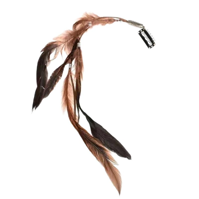 1/3 szt. Akcesoria do włosów Vintage Bohemian Spinki do włosów z frędzlami z wzorem sztucznego pióra na imprezy, bale i stroje w stylu plażowym