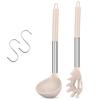 Conjunto de Garfo para Massa e Concha Colher de Silicone Utensílios de Cozinha Antiaderentes Grandes com Cabo de Aço Inoxidável Para Cozinhar Escorrer JT594