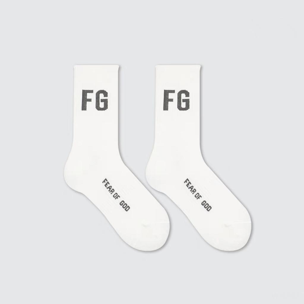 Značka Tide Mlha Dvojitá Linka Ess High Street Písmeno Bohatá Čistá Bavlna Středně Dlouhé Ponožky Čtyři Roční Období Trend Sportovní Ponožky