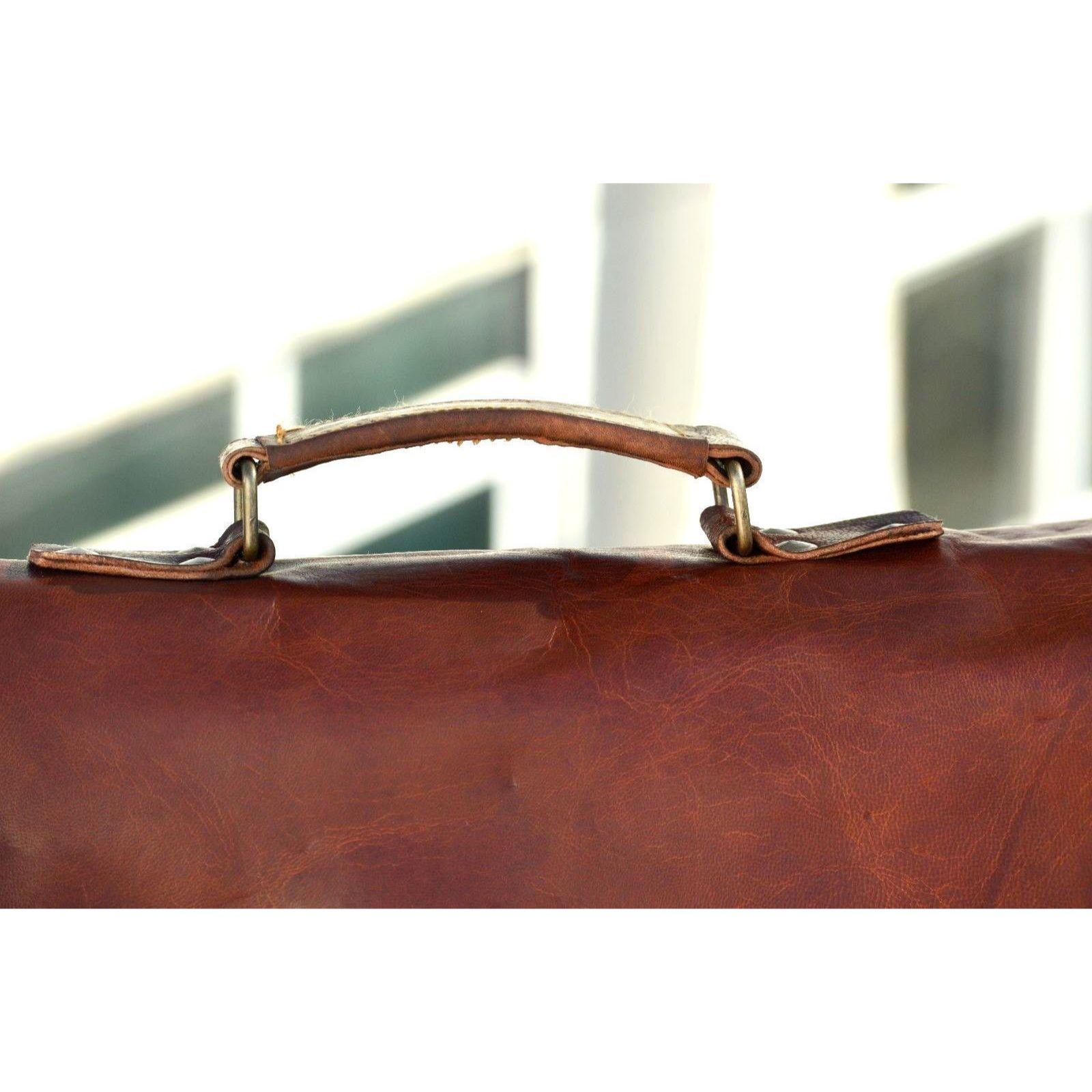 Ручной работы натуральная винтажная мужская кожаная сумка-мессенджер через плечо портфель — фото 5