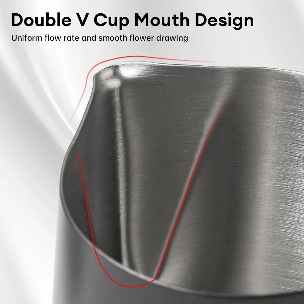 350ML Coffee Milk Frothing Pitcher with Scale Latte Stainless Steel Pour Over Coffee Kettle Espresso Steaming Milk Frothing Cup