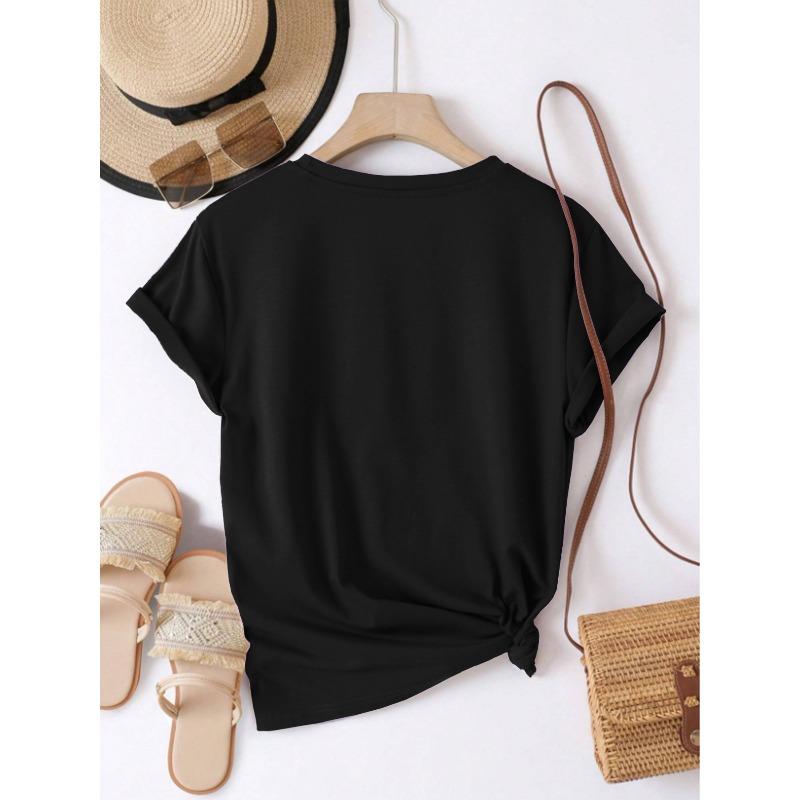 Women'S Comfortable Casual Short Sleeve Round Neck T-Shirt with Watermelon And Lime Design