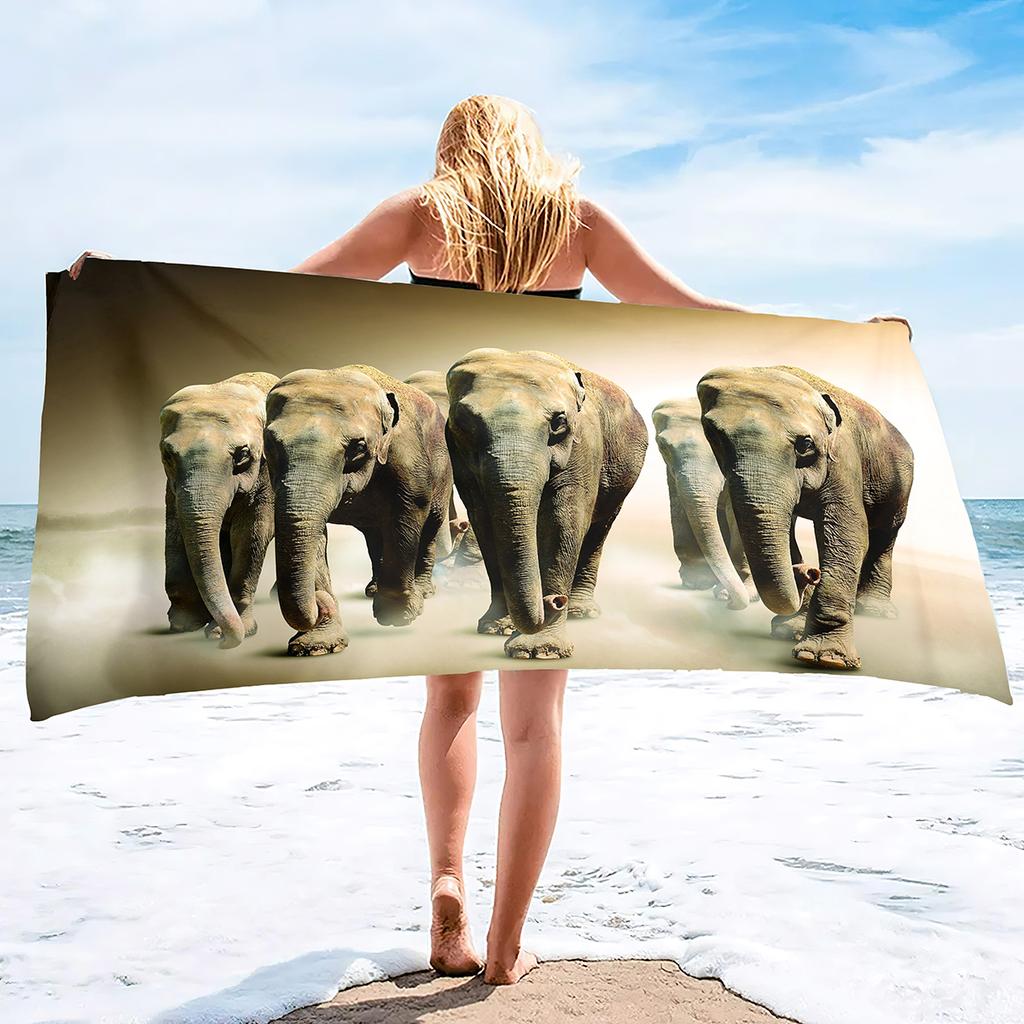 Elefant Strandtuch Reise Übergröße Pool- und Badetücher Pooltuch Superweicher Plüsch Sandfreies Handtuch Schnelltrocknendes Strandtuch