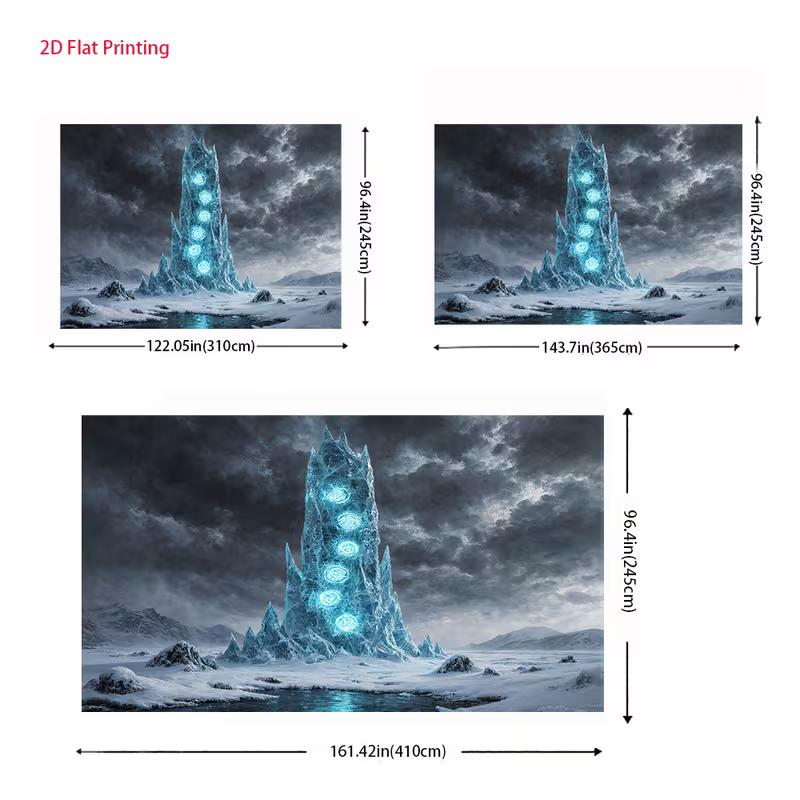 2D Artistic Magical Citadel Tapestry for Content Creation & Home Decor