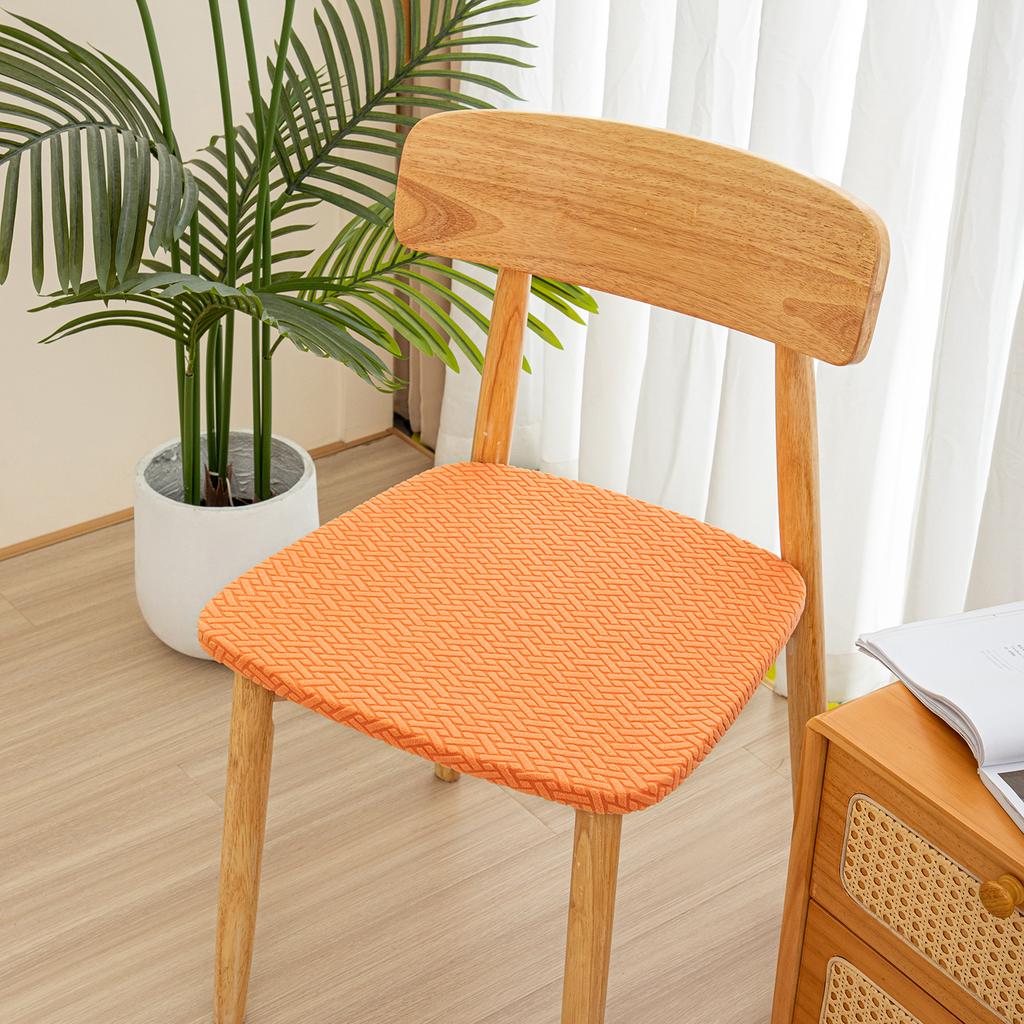 Stretch Jacquard Chair Seat Covers Solid Removable Washable Anti-Dust Dining Room Chair Seat Cushion Slipcovers