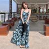 2026 Summer Blue Spaghetti Strap Beach Dress for Women