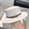 Casual Flat Top Hat Straw Buckle Hat New Visor Cap  Summer