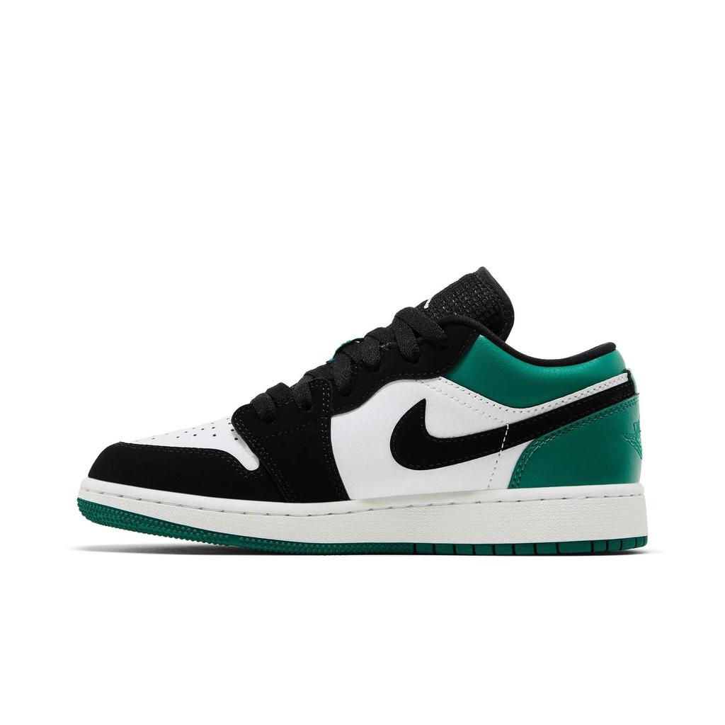 Air Jordan 1 Low Grade School 'Mystic Green' (Unisex) White / Black / Mystic Green Kids' Basketball Shoes 553560 113