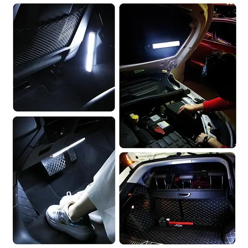 Rechargeable Car LED Sensor Light Wireless Magnetic Mount Auto Motion Induction Ambient Lighting for Auto Hood USB Portable