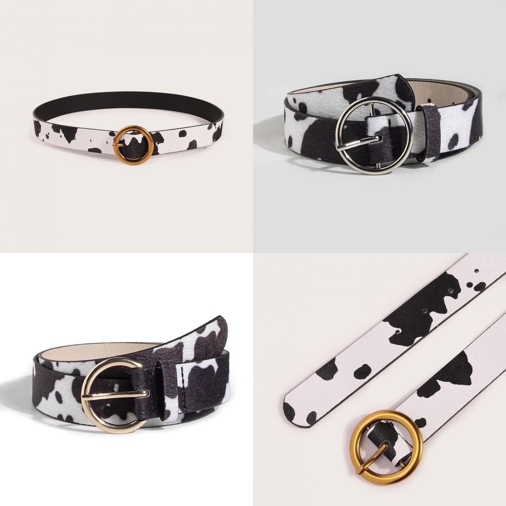 Vintage Cow Pattern Faux Leather Belt With Alloy Buckle For Stylish Girls