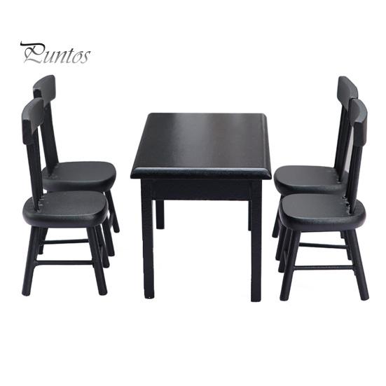 

1 комплект 1:12 моделей столов и стульев, миниатюрный комплект мебели для кукольного домика, реалистичный обеденный стол и стул для кукольного домика, игрового домика чёрный