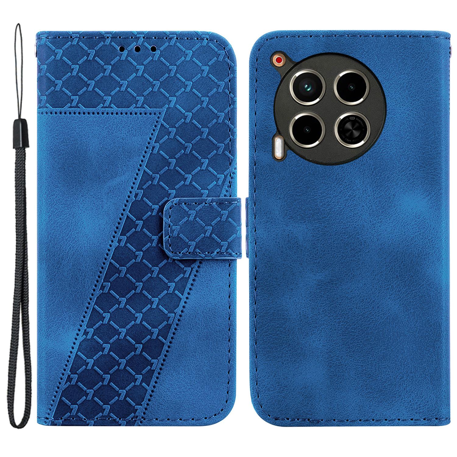 

For TECNO Camon 30 4G/30 5G Case Pattern Imprint Leather Wallet Phone Cover with Stand Dark Blue