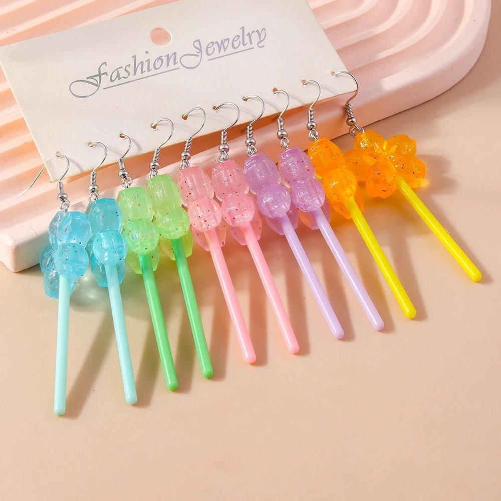 Cute Resin Sweet Lollipop Drop Earrings for Women Simulation Food Candy Dangle Earrings Girls Party Jewelry Gifts