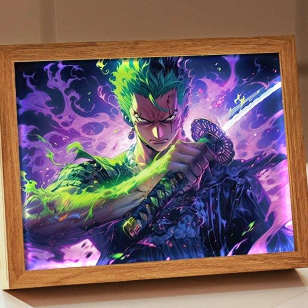 One Piece Light Painting Luffy Zoro Figure USB Night Lamp