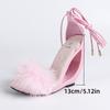 Women's Fluffy Sandals - Crystal Ultra-High Heels Waterproof Platform & Ankle Straps, Party/Evening Shoes, LFD-907188-8