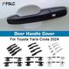 Car Decoration Door Bowl Handle Cover FOR Toyota Yaris Cross 2024 Cars Accessories Carbon Fiber Chrome Silver Glossy Black