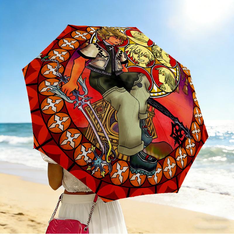 Keyblade Warriors 8 Ribs 3Fold Black Glue Uv Protection Umbrella Sun Protection Rainproof Compact Folding Umbrella For Travel Daily Use C923152