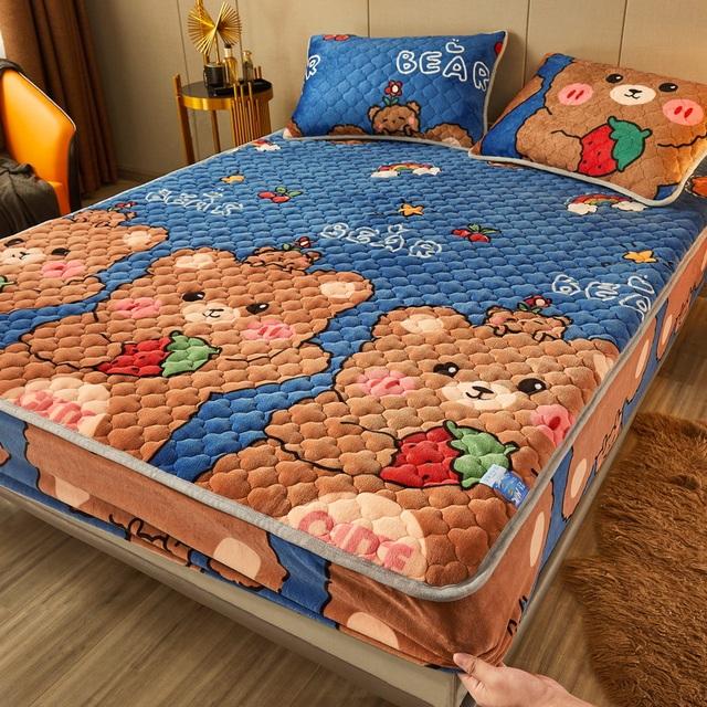Lenzuolo con angoli in velluto 90x200 Lenzuolo addensato per la casa Coprimaterasso caldo Queen Size fundas de colchón