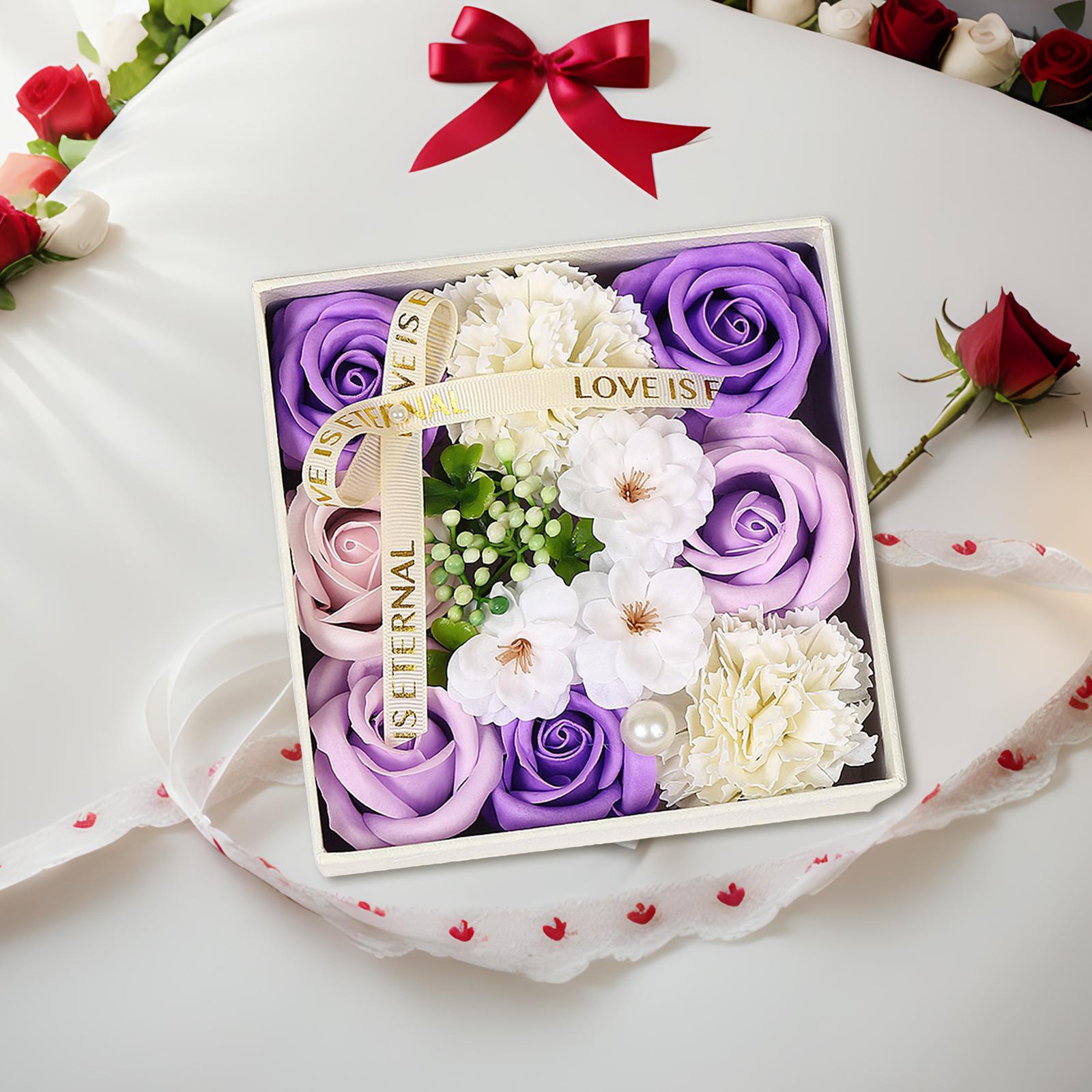 Мыло-цветок для ванны Романтическое мыло с искусственными цветами Цветочный аромат для свадьбы, Дня матери, вечеринки на День благодарения, Дня святого Валентина фиолетовый