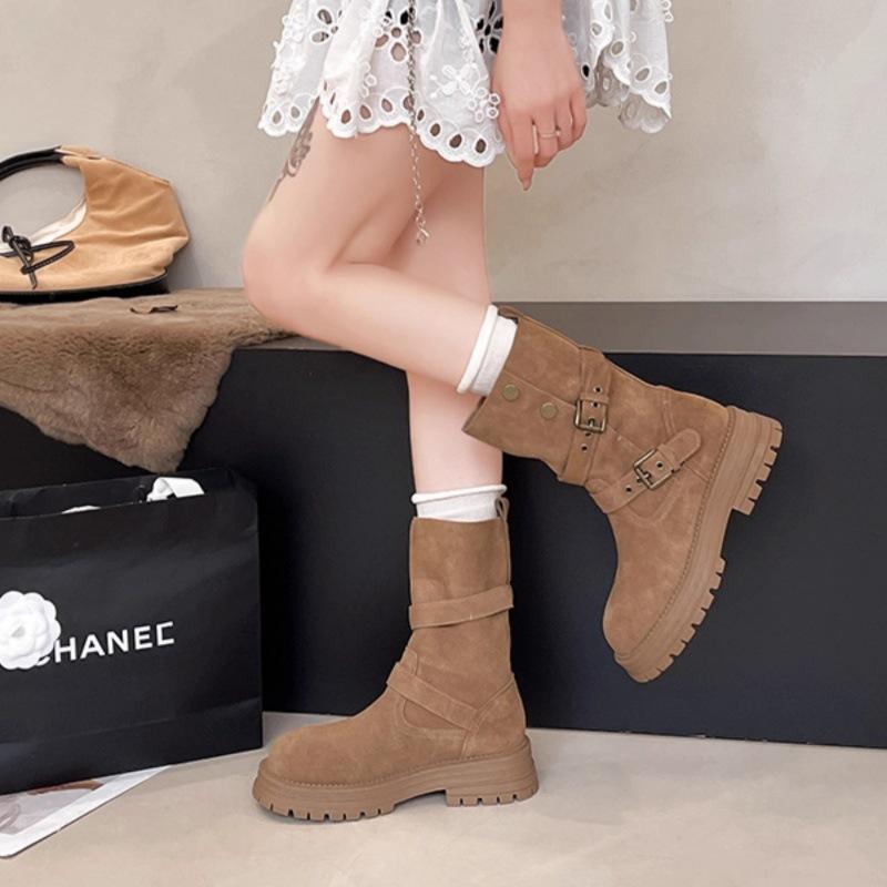 British Martin boots women's 2025 autumn and winter new thick-soled medium tube thin boots women's retro versatile locomotive boots children