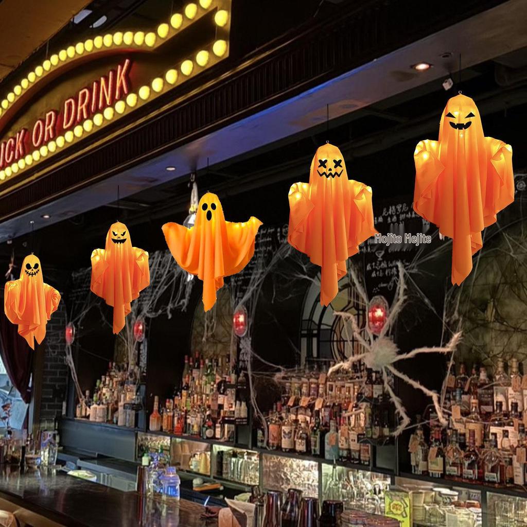 LED Glowing Ghost Pendant: Colorful Halloween Decoration