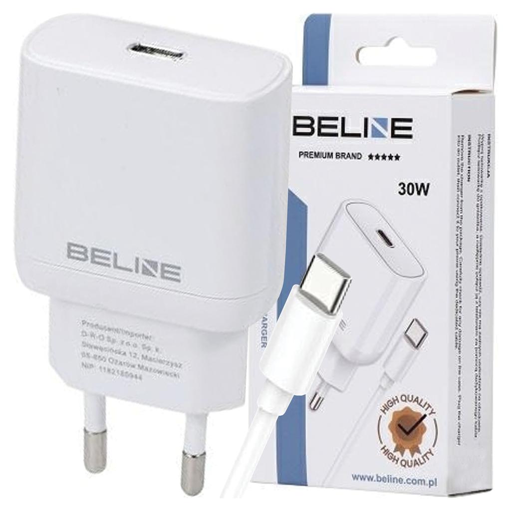 Beline Ład. Siec. 1X Usb-C 30W + Kabelusb-C Biała /White Pd 3.0  Blncw30C Gan