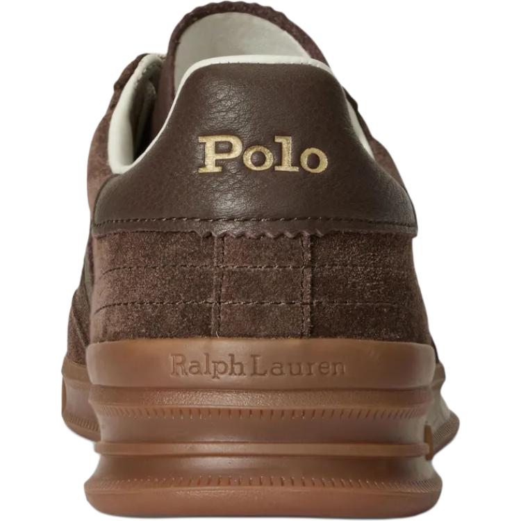 Polo Ralph Lauren Heritage Area Leather Round Toe Lace-Up Low-Top Sneakers Men Sneakers Brown 809973707001