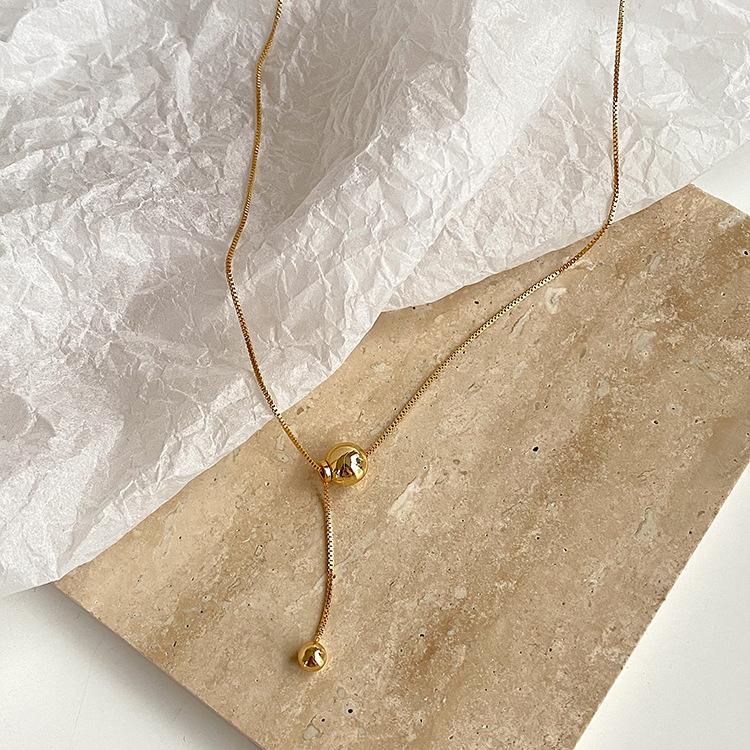 Light Luxury Tassel Gold Ball Necklace Commuter Women's Accessories Ins Clavicle Chain