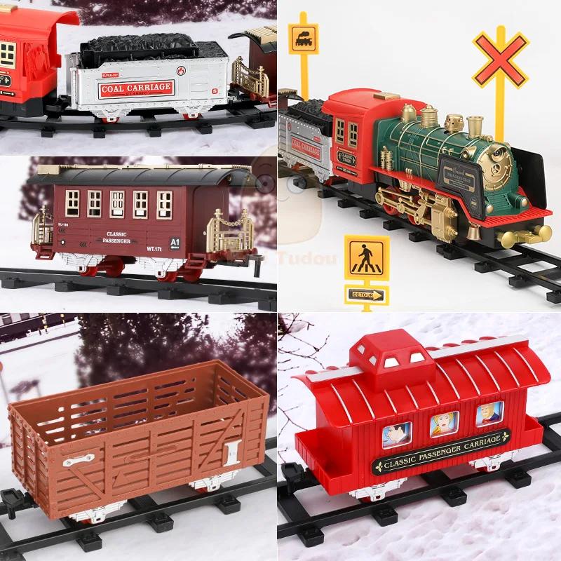 Remote Control Track Train Car Classical Simulation Water Steam Electric Railway Set Christmas Gift Toy For Children B150