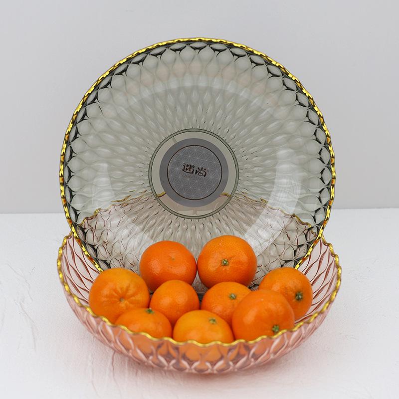 Luxurious Gold-Edged Wavy Fruit Plate for Living Room Coffee Table - Elegant & Exquisite 2024 Design