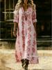 2026 Spring Retro V-neck Long-sleeved Plus Size Dress