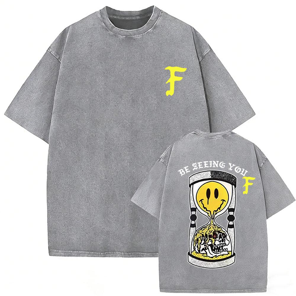 Washed Vintage Forward Observations Group Be Seeing You Print Tshirt Skeleton Graphic Tshirts Men Fashion Oversized T Shirts