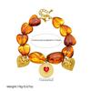Stylish Geometric Resin Beaded Chain with Gold-Plated Inlaid Diamond Heart Pendant Jewelry Set