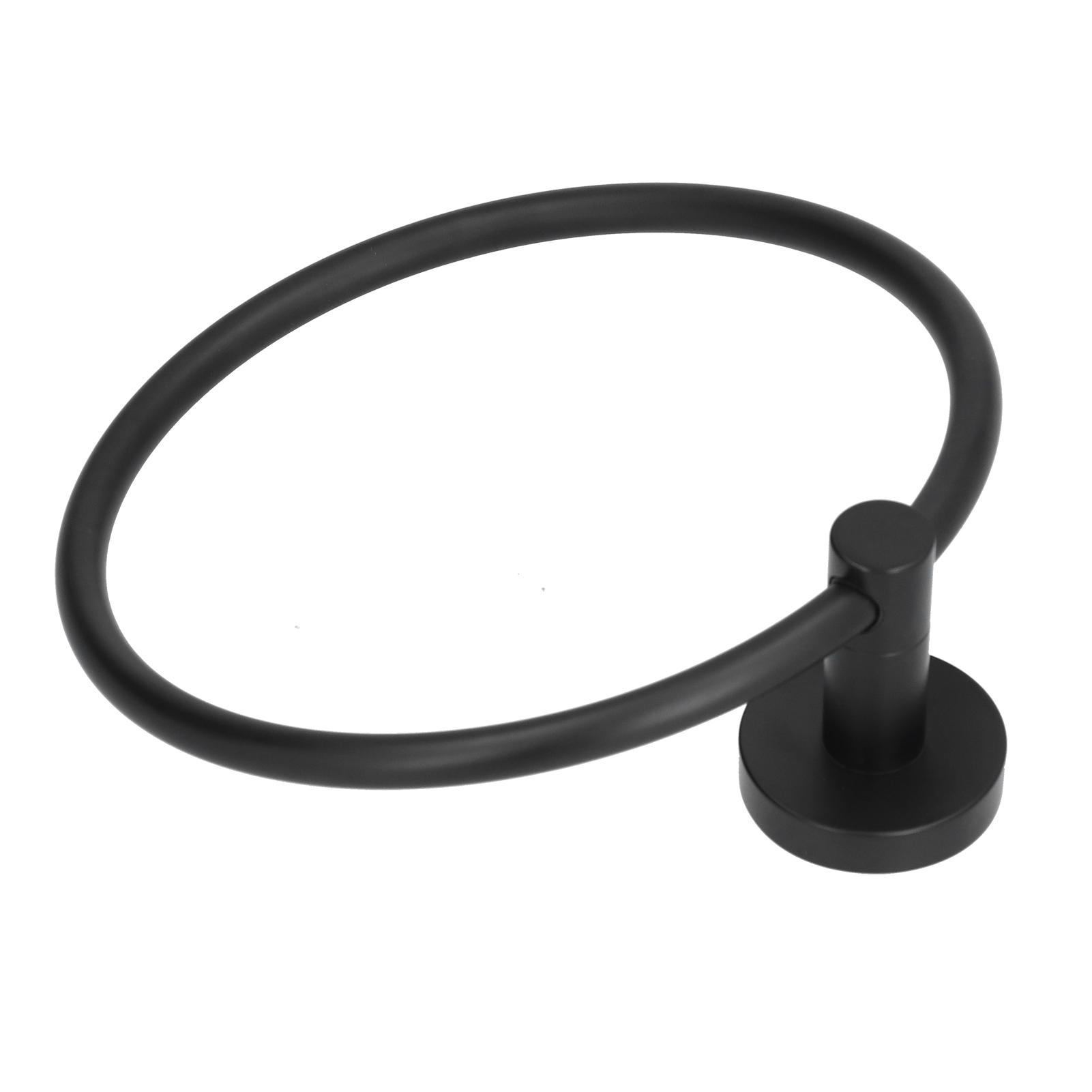 

Towel Ring 304 Stainless Steel Wall Mount Matte Black Towel Holder Rack for Bathroom