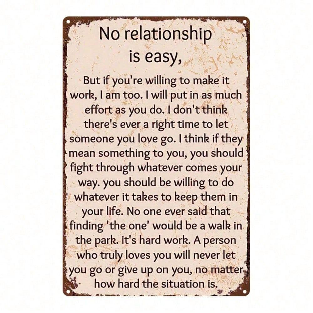 Vintage Metal Sign Motivational Quote Wall Art Home Decor