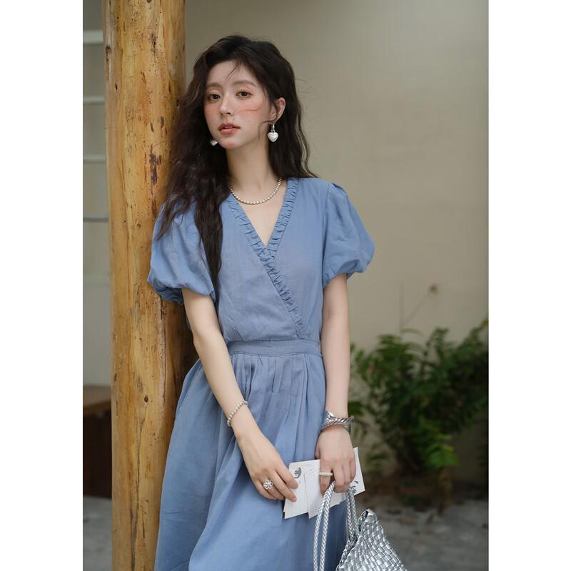 Women's V-Neck Mid-Length Dress