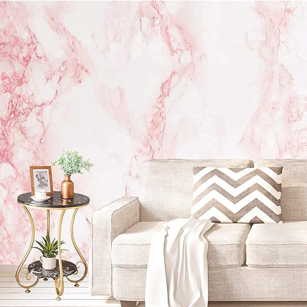 Pink Marble Wallpaper Removable Self Adhesive Paper Waterproof Sticker Decoration for Kitchen Island Countertops Cabinet Vanity Room
