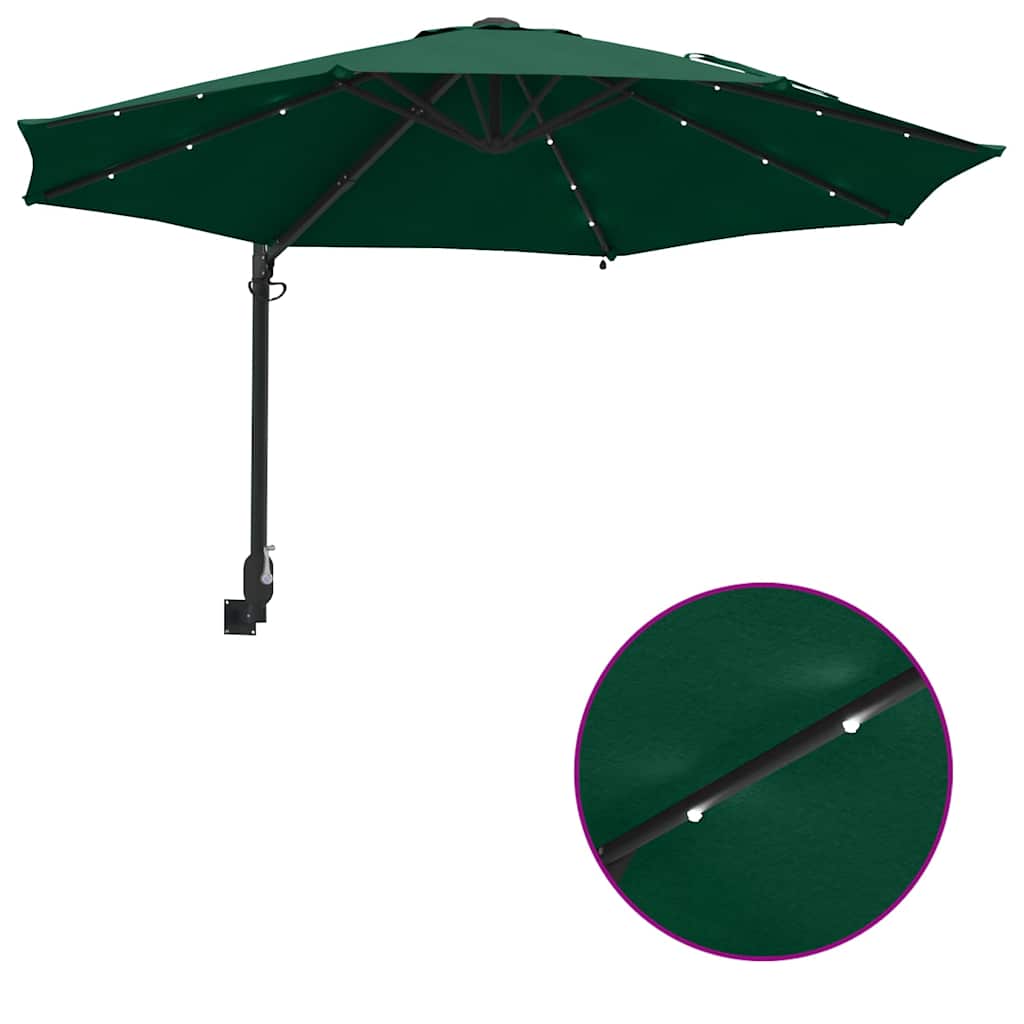 Garden Sun Umbrella Green 248 X 248 X 148 Cm Polyester and Steel