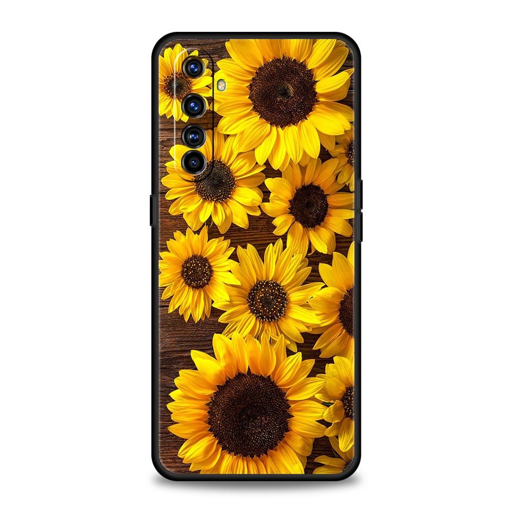 Soft TPU Case For Realme C67 C63 C55 C53 C25 C21 10 11 12 13 GT 2 3 5 Pro Plus 5G Phone Cover Summer Sunflower Floral Flower Bag