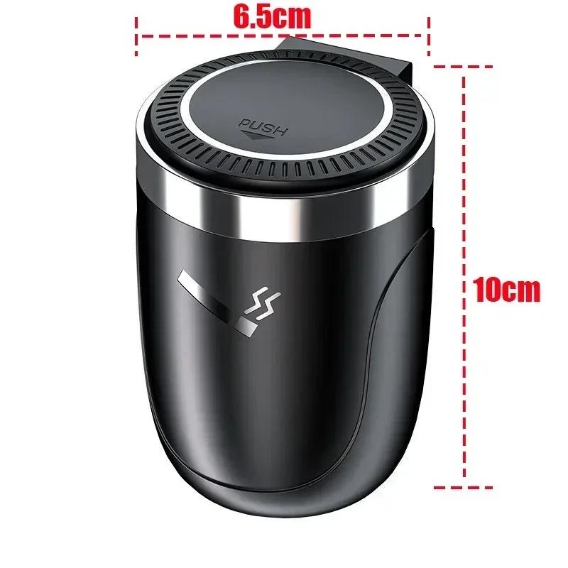 Car Ashtray Cup With Lid And Led Light Portable And Car Multifunct Bracket Detachable Steel Ashtray Abs Liner T8w9