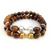 Vulkanisches Lavastein & Metall Hantel Vielseitiges 8mm Rosenkranz Armband